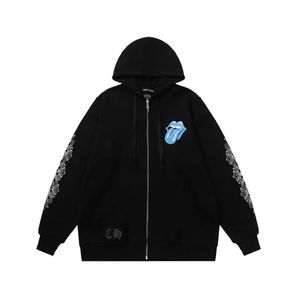 Erkek Hoodies Sweatshirts Tasarımcı Chrome // Heart Ch Crow Rolling Stone CO markalı kırmızı dudak baskı ceket kazak