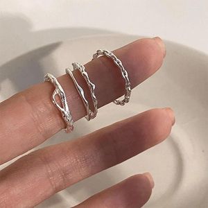 Küme Yüzükleri 925 STERLING Gümüş Eşsiz Dar Çizgiler Kadınlar İçin Yüzük Mücevher Parmak Ayarlanabilir Açık Vintage Parti Doğum Günü Hediyesi