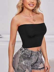 Kobiety dla kobiet Bangniweigou Flat Bandeau Tube Top Women Edgy Ubrania Y2K Streetwear Solidny kolor Śliczny Camis Bustier