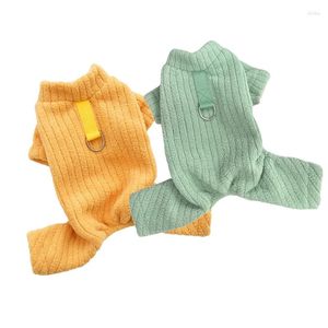 Vestuário para cães Coral Fleece Macacões para cães cor sólida roupas de inverno cachorrinho macio pijama pequenos gatos homewear pet traje