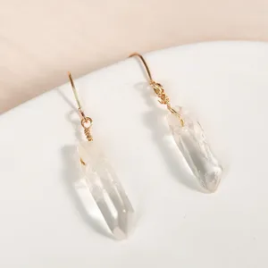 Dangle Earrings Natural Rock Crystal Quartz Earring Irregular Rough Stone Healing Reiki Women