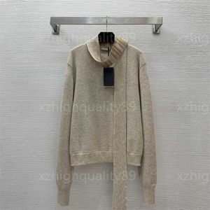 Cashmere Sweater Women Sweaters Womens Designer Clothing High-end Quality Fabric F-letter Tie Neck Loose Versatile Pullover Top Knitwear Luxury Women Sweater