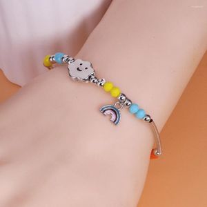Charm Bracelets Trendy Silver Color String Beads Bracelet Rainbow Smile Cloud Happy For Woman Girl Fashion Jewelry Gift Dropship