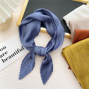 Scarves Women Square Silk Scarf Neck Small Pleated Hair Tie Crinkled Neckerchief Decorative Headscarf Foulard