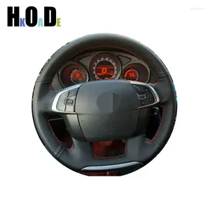 Direksiyon Simidi Kapaklar Citroen C4 C4L 2012 2012 2013 2013 2014 2024 DS4 DIY elle dikilmiş siyah mikrofiber deri