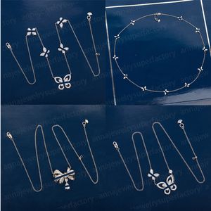 Graffss Designer Jewelry Luxury Earring Pendant Necklaces for Women Three Dimensional Hollow Outシングルおよびダブルバターリングスターリングシルバーチェーンカップルギフト