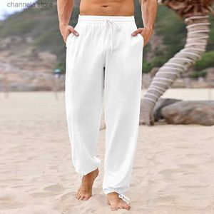 Men's Pants 2023 Mens New Fashion Drawstring Loose Lightweight Casual Athletic Trousers Solid Elastic Waist Hiking Jogging Sports Pants T240202