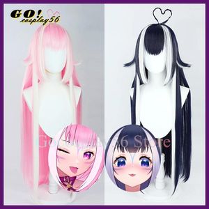 Party Supplies YouTuber Shylily Cosplay Wig Live3d Långt rakt hår svart blandad vit rosa mörkblå vtuber flickor idol huvudbonader