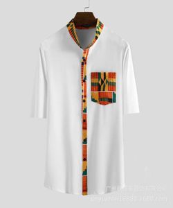 Männer Hemd Streetwear Ethnischen Stil Gedruckt Kurzarm Tops Stehkragen Taste Männer Afrikanische Kleidung Dashiki Camisa9123863