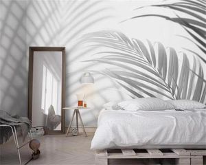 Wallpapers Beibehang Customized Nordic Simple And Luxury Black Gold Leaves Tropical Plant Bedroom Background Wallpaper