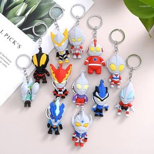 Keychains Anime Ultraman Light Tiga Silicone Keychain Pendant For Women Bag Tillbehör Nyckelkedjiga gåvor