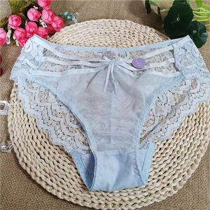 Women's Panties Blue European And American Style Lace Girl's Thin Sexy Gauze Hollowed-out Triangle Cotton Crotch