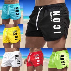 Męskie męskie gorące letnie pnie pływania Szybkie suche Fiess Casual Beachwear Sport Shorts Brands T240202