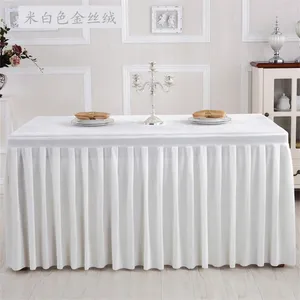 Table Skirt White Flannel Rectangular Soft Velvet Fabric Skirting For Cloth Cover Wedding Party Decoration