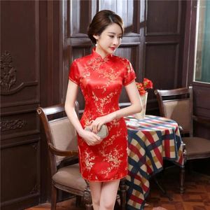 Abiti casual Vintage Old Shanghai DragonPhoenix Qipao Donne eleganti Cheongsam Oversize 5XL Colletto alla coreana Abito corto cinese sexy