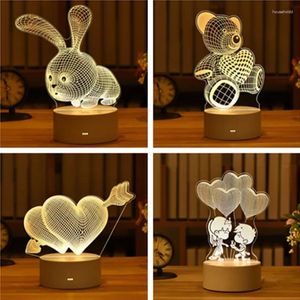 Night Lights Valentines Day Gift Love 3D Lamp Acrylic LED Light Wedding Decoration Baby Shower Kids Birthday Party Rabbit Easter Decor