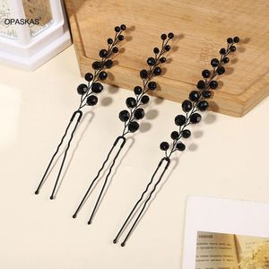 Hair Clips 3pcs Black Hairpin Wedding Accessories U-shaped Crystal Clip Fork Fashion Bridal Tiaras Jewelry 2024