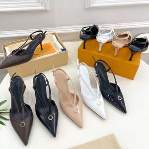 4/7cm Stellar Sandals Slingback Pump Glazed Calf Leather Women Designer Slingbacks Star-Shaped Heel Poined Toes Luxury Tiny Buckle Leopard Old Flower Skin Foder