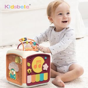 Cubo di attività per bambini Giocattoli per bambini 7 in 1 Forma educativa Sorter Giocattolo musicale Labirinto di perline Conteggio Giocattoli di scoperta per bambini che imparano 240129