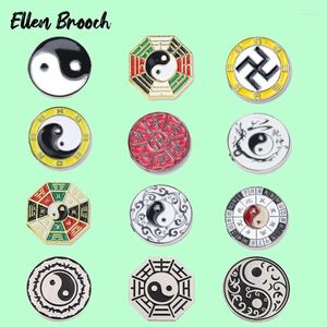 Brosches feng shui emaljstift geomancy tai chi yin yang åtta trigrams symboliska tecken brosch lapel märken smycken gåva till vänner