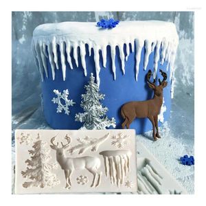 Backformen Weihnachtsbaum Elch Schneeflocke Eiszapfen Kuchenformen Schokolade für das Werkzeug DIY Sugarcraft Dekoration