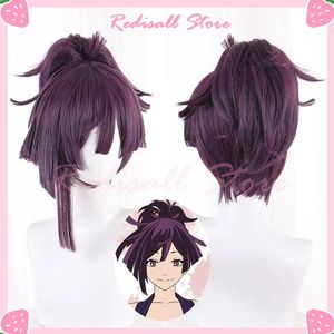 Articoli per feste Jigokuraku Yuzuriha Parrucca cosplay Coda di cavallo Capelli corti viola Paradiso dell'inferno Paradizione Heavenhell Copricapo