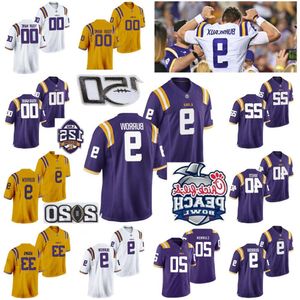 Tigers LSU Uomo Gioventù Joe Burreaux Jersey Burrow Clyde Edwards-Helaire Odell Beckham Jr. Leonard Fournette College Football Maglie Cus High s