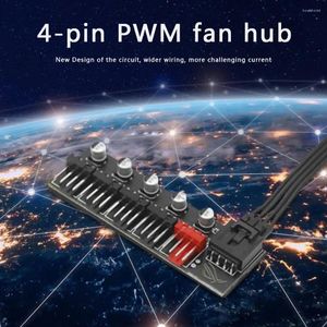 Computer Cables 5 Port PC Fan Hub Splitter Speed Controller Adapter For 4 Pin PWM Cooling