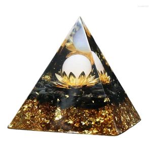 Statuette decorative Pietra naturale Piramide di orgonite Cristalli di ametista Generatore di energia orgonica Chakra curativo Scrivania per meditazione Ornamenti per la casa