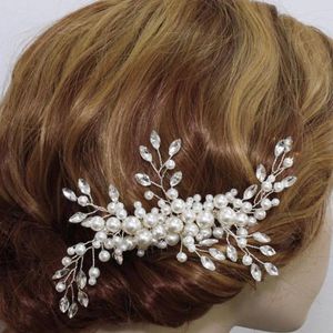 Hair Clips Wedding Crystal Faux Pearl Bridal Crown Comb Accessories NA