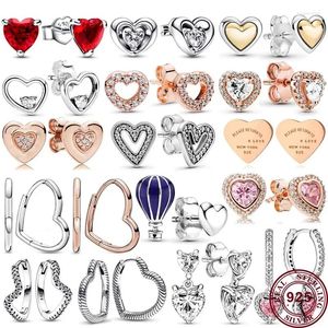 Ohrstecker, 925er-Sterlingsilber, Welle, handbemalt, Liebesherz, originelles Damen-Doppellogo, Hochzeit, DIY-Charm-Schmuck