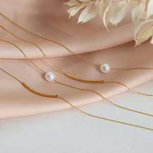 Empress Dowager Xis New Fashionable High end Light Luxury Gel Beads Double layered Stainless Steel 18k Gold Plated Necklace for Womens Small and Popular Accessor