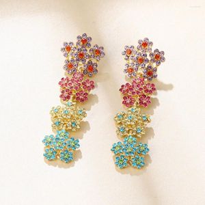 Dangle Earrings Lost Lady Fashion Spring Large Flower Pendant For Women Luxury Elegant Crystal Wholesale Jewelry Bijoux