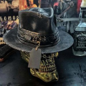 Party levererar svart punk cowboy cap unisex vuxen skördare av sorg konisk skalle hatt halloween karneval tillbehör