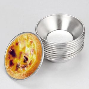 Pişirme Kalıpları 25 PCS Alüminyum Alaşım Yumurta Tart Kalıplar Yuvarlak Şekli Cupcake Mini Turta Yeniden Kullanılabilir Muffin Bardak Kek Kurabiye Bakeware