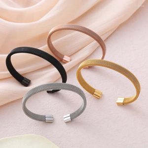 Bangle Gold Stated Stal ze stali nierdzewnej dla kobiet luksusowe bransoletki femme proste mesh mesh w kształcie litery C