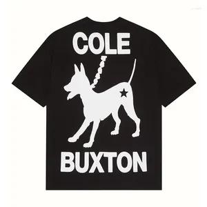 Мужские футболки Мужчины Женщины Черно-белая футболка с принтом собаки Коул Бакстон Футболка большого размера Уличная рубашка с бирками