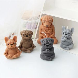 Hantverksverktyg 3D Yoga sittande Zen Animal Candle Mögel mediterar sköldpadda grodhund Rabbit Bulldog Cat doftljus Mögel Hemprydnadsdekor