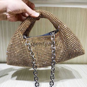 Bolsas de ombro siny rinestones noite clu festa pulso para mulheres designer de luxo andbag e bolsa 2024 novo em fasion cain soulderh2422