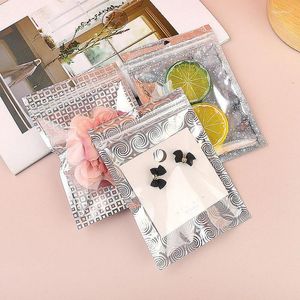 Gift Wrap 50pcs Reusable Star Laser Mylar Bags Clear Zip Lock Plastic For Jewelry Display Packaging Self Sealing Foil Pouch