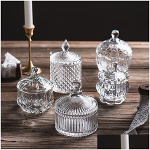 Storage Boxes Bins Crystal Glass Candy Cup European Creative With Lid Jar Tray Fruit Bucket Living Room Decoration 230613 Drop Del Dhiws