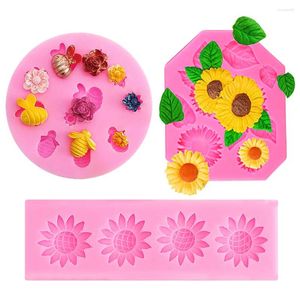 Baking Moulds Sunflower Bee Fondant Silicone Molds Cupcake Cake Decorating Mold Chocolate Candy DIY Tools