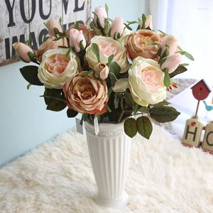 Bröllopsblommor Yo Cho Bouquet Bridesmaid Rose Artificial Silk Diy Supplies Home Office Party Flower Decorations