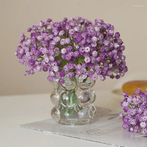 Dekorativa blommor 1 st 23 cm konstgjorda gipsophila vita lila falska silkväxter bröllopsfest dekoration riktig touch diy hem trädgård