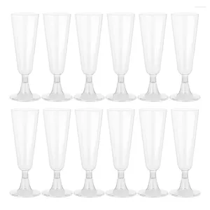 Vinglas på 24 datorer engångsglaset Champagne Glass Clear Wedding Shower Party Supplies Flute Cocktail PS Stemware Banket