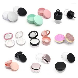 Lagerung Flaschen Reise Tragbare Kunststoff Pulver Box Handheld Leere Lose Topf Mit Sieb Kosmetische Make-Up Jar Sichter Container