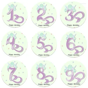 Party Decoration Mermaid Adhesive Seal Sticker For Baking Gift Box Bag Decorations Number Paper Stickers Under The Sea Birthday Supplies