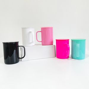 Bunte 17-Unzen-Camcaron-Tasse aus massivem Macaron mit Sublimationsdruck. Eiskaffeetasse mit hohem Borosilikatgehalt, BPA-frei, mit Kunststoff-PP-Deckel und Strohhalm für Vinyl-UV-DTF-Verpackungen