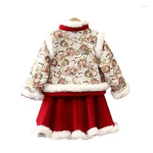 Girl Dresses Kids' Chinese Style Clothes Dragon Year Tang Suit Sets Costumes Hanfu Dress Winter Clothing For Girls