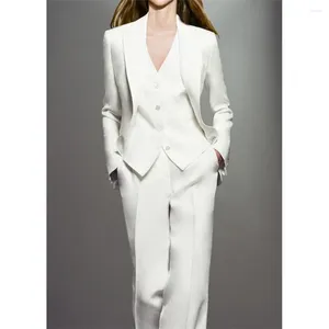 Mäns kostymer eleganta byxor Set Fashion Notch Lapel White Blazer Suit Office Lady Lady Dress Casual Slim Fit Women's Set 3 Piece